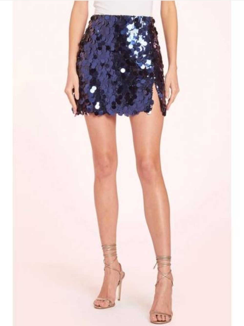 Sleek Amanda Uprichard Dale Seuqins Mini Skirt in Navy Blue Ink Size M, NWOT